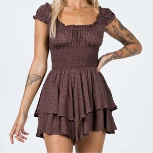 Princess Polly Love Galore Romper/Dress in Brown - PERFECT CONDITION